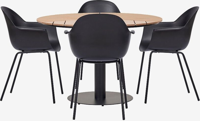 Hagegruppe, 4 stoler, Svart