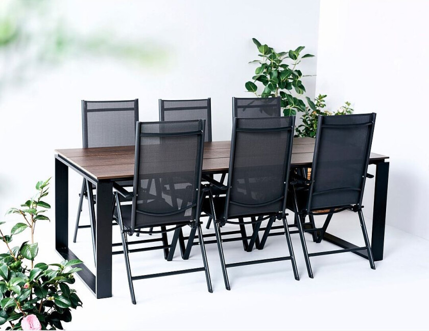 Hagegruppe, 6 stoler, Brun