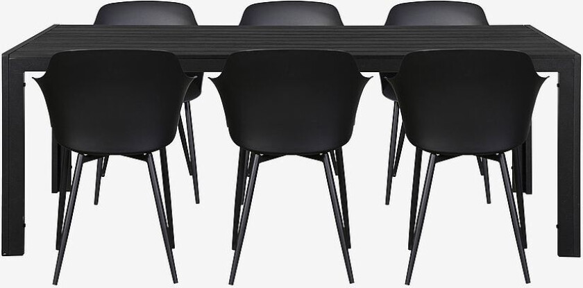 Hagegruppe, 6 stoler, Svart