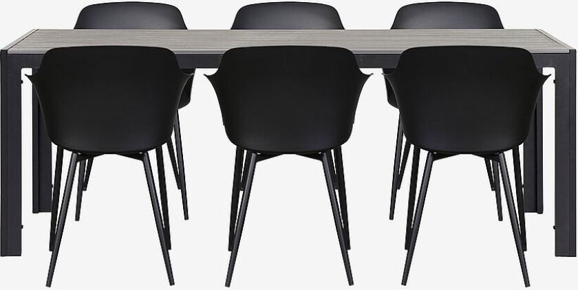 Hagegruppe, 6 stoler, Grå