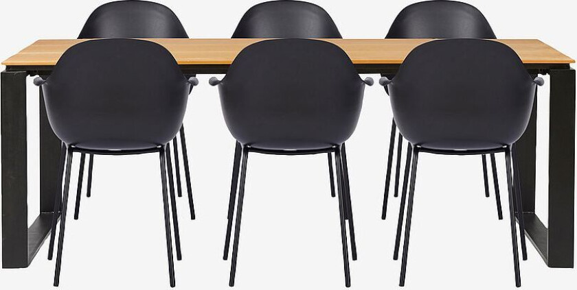 Hagegruppe, 6 stoler, Svart