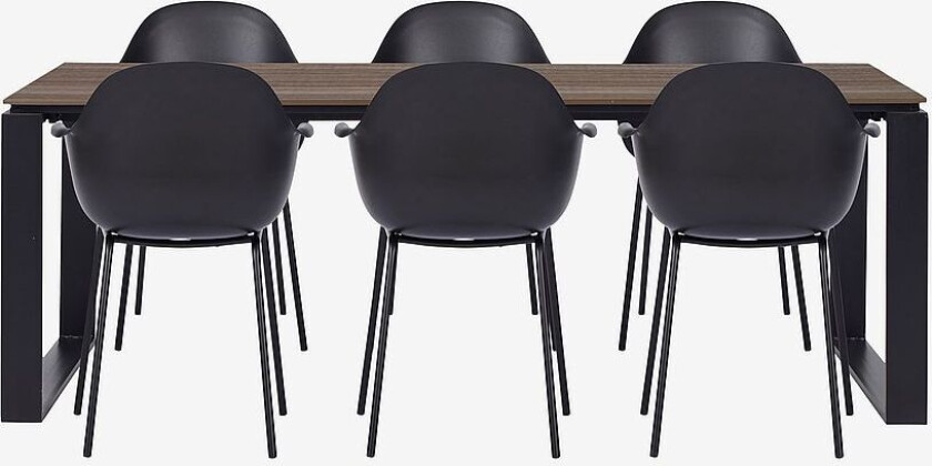 Hagegruppe, 6 stoler, Svart