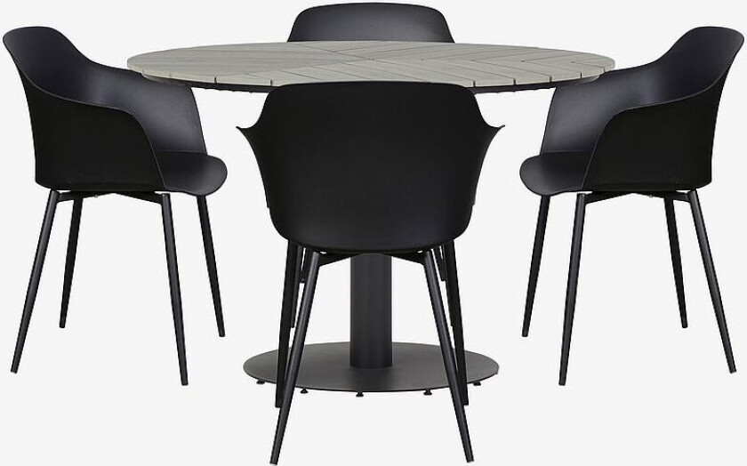 Hagegruppe, 4 stoler, Grå