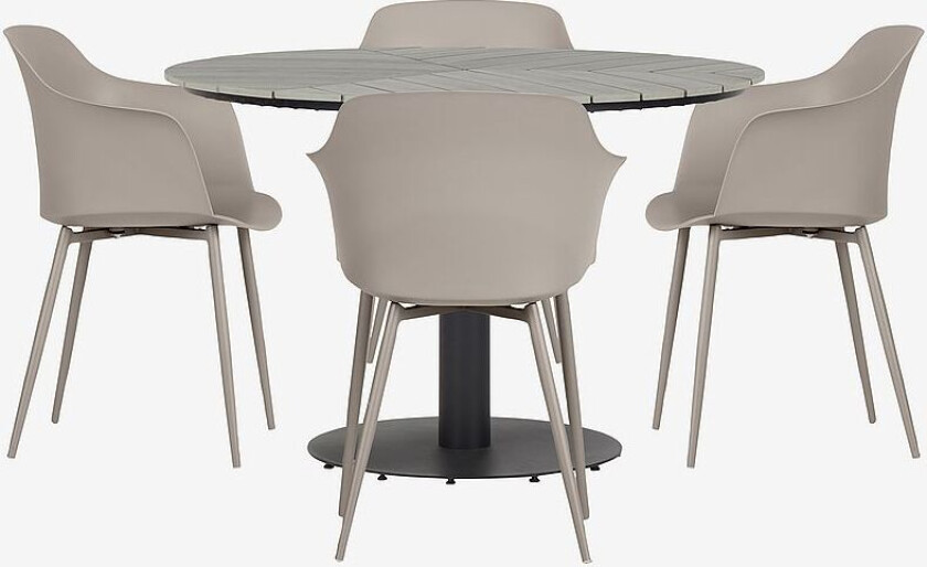 Hagegruppe, 4 stoler, Grå