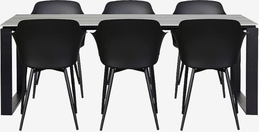 Hagegruppe, 6 stoler, Grå