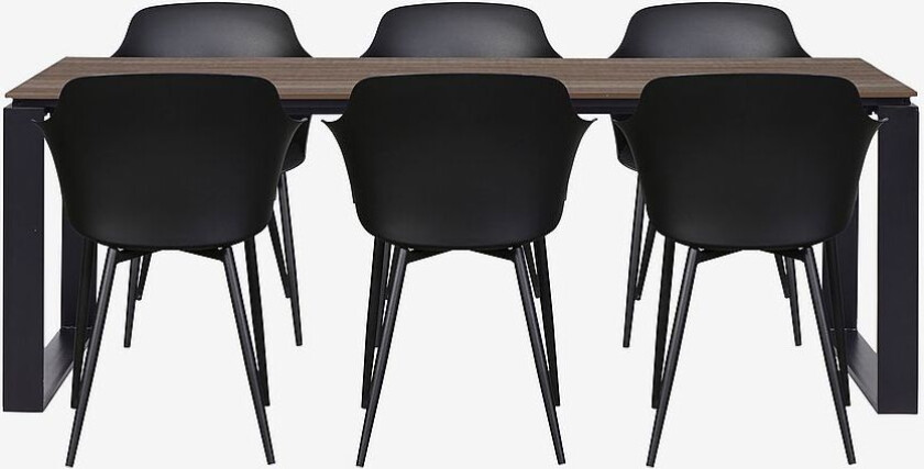 Hagegruppe, 6 stoler, Brun