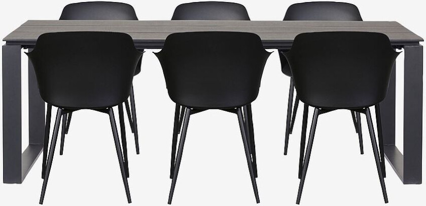 Hagegruppe, 6 stoler, Svart