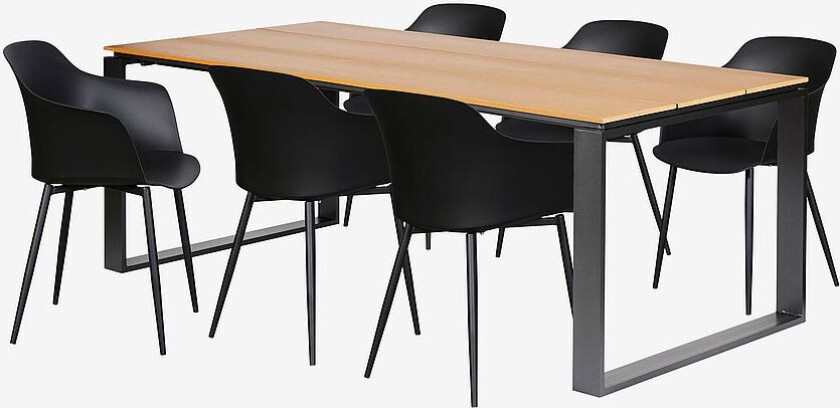 Hagegruppe, 6 stoler, Svart