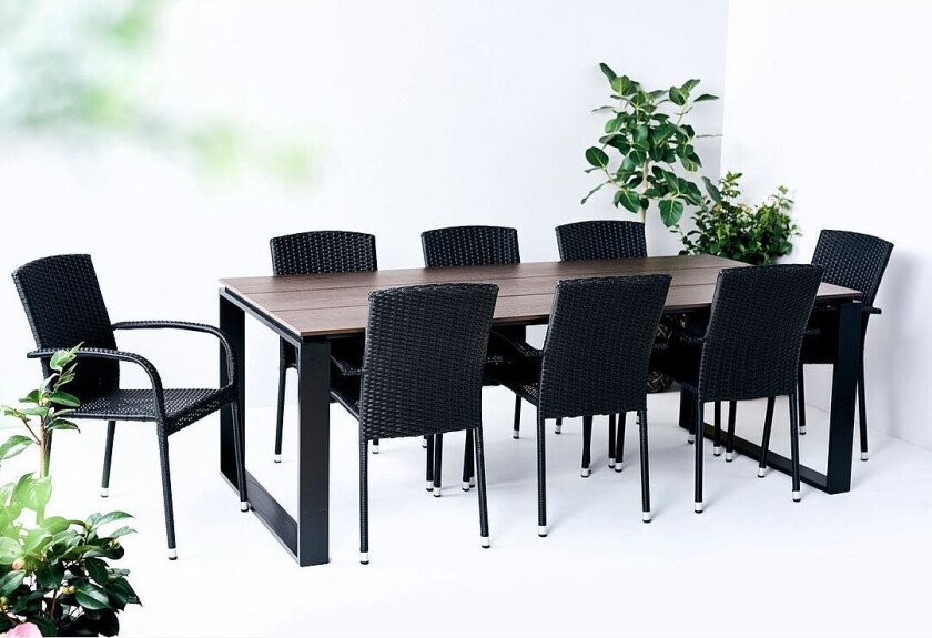 Hagegruppe, 8 stoler, Svart