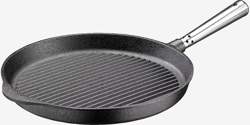 Grillpanne 28 cm med stålhåndtak, Svart