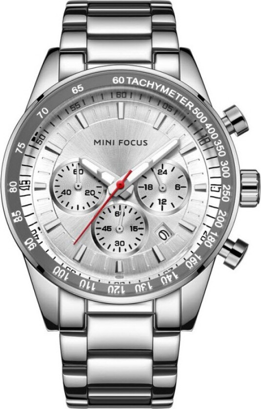 MF0187G-2 Silver - Kvarts - Sølv - Herreklokker - Rustfritt stål - ledd m/pin - Mineral