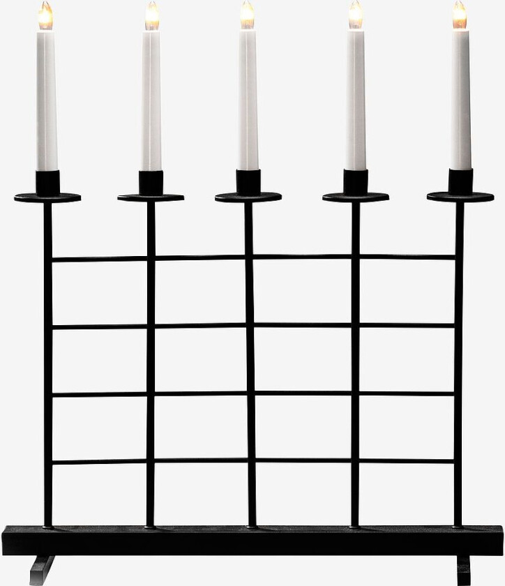 El-lysestake 5 lys metall 51 cm, Svart