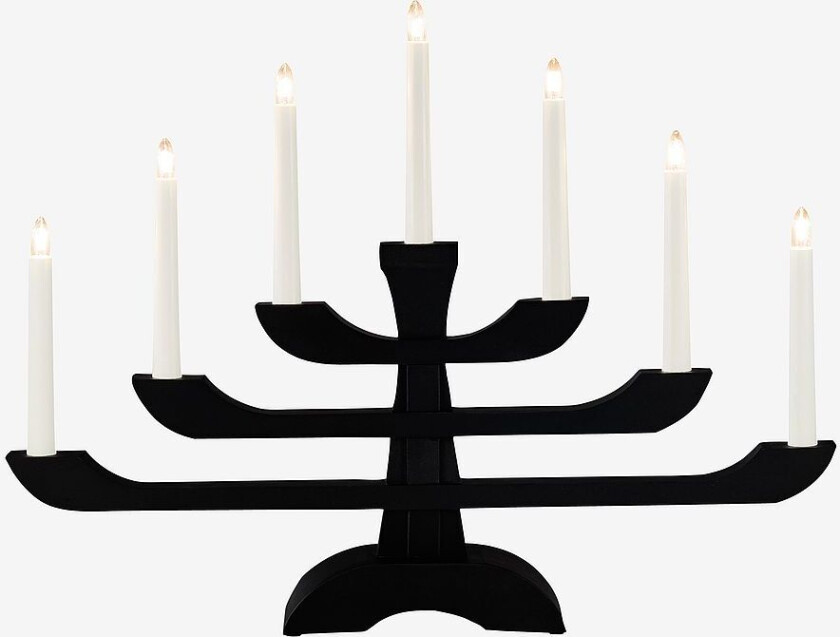 El-lysestake 7 lys tre 39 cm, Svart