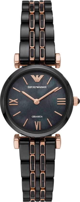 Emporio Armani Gianni T-Bar AR70005 - Kvarts - Sort - Dameklokker - Rustfritt stål - ledd m/pin - Mineral