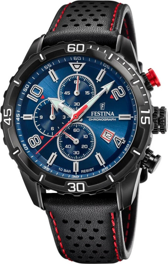 Chronograph F20519/2 - Kvarts - Sort - Herreklokker - Skinn - Mineral