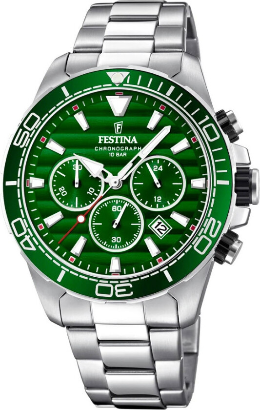 Chronograph F20361/5 - Kvarts - Sølv - Herreklokker - Rustfritt stål - ledd m/pin - Mineral