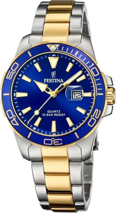 Boyfriend F20504/1 - Kvarts - Gull Sølv - Dameklokker - Rustfritt stål - ledd m/pin - Mineral