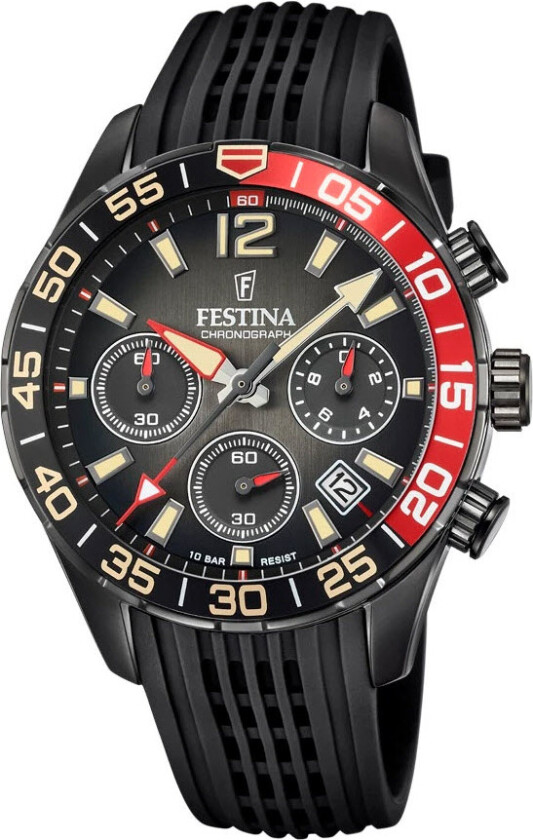Chronograph F20518/3 - Kvarts - Sort - Herreklokker - Silikon - Mineral
