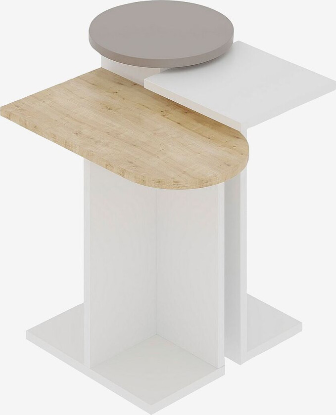 Settbord (3 stk.) Mund - hvit, eik, turkis, Hvit