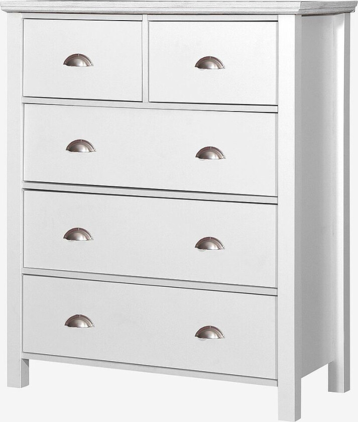 Kommode Scala, 5 skuffer, Hvit