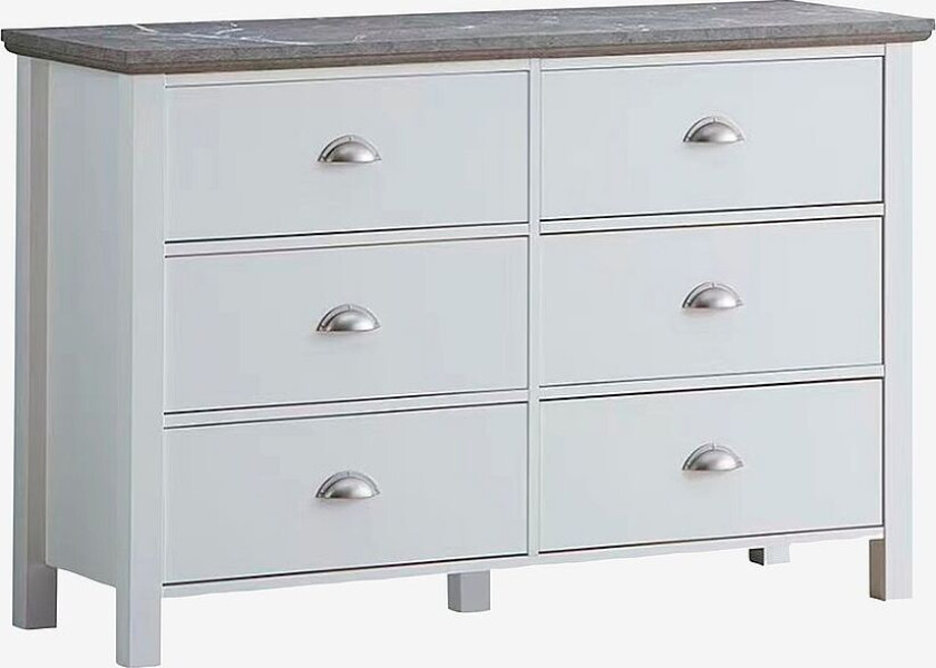 Kommode Scala, 6 skuffer, Hvit