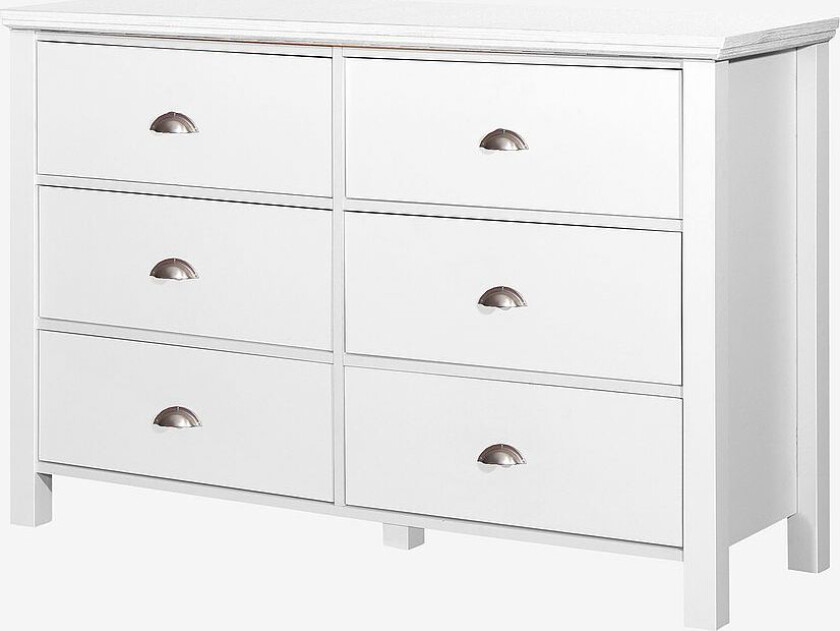 Kommode Scala, 6 skuffer, Hvit