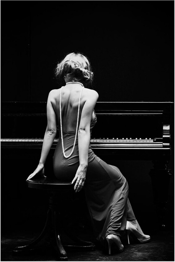 Poster Piano Lady, Svart
