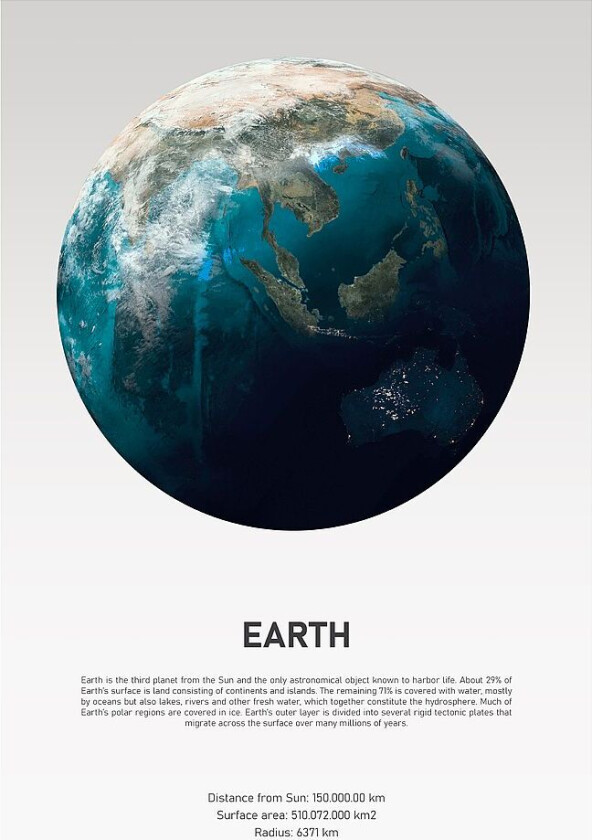 Poster Earth Light, Hvit