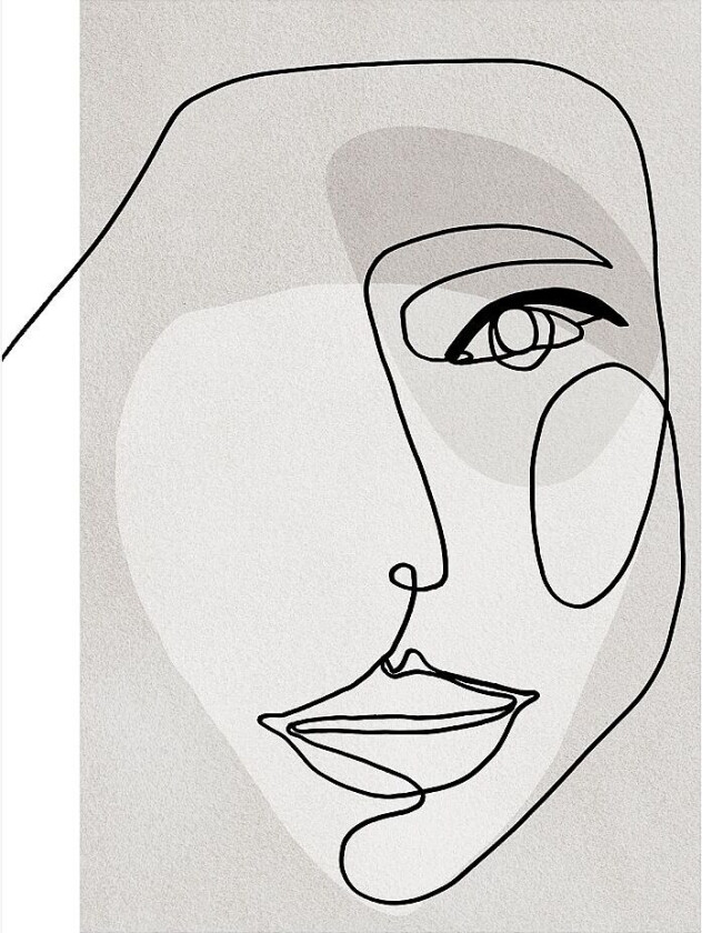 Poster Face Line 3, Grå