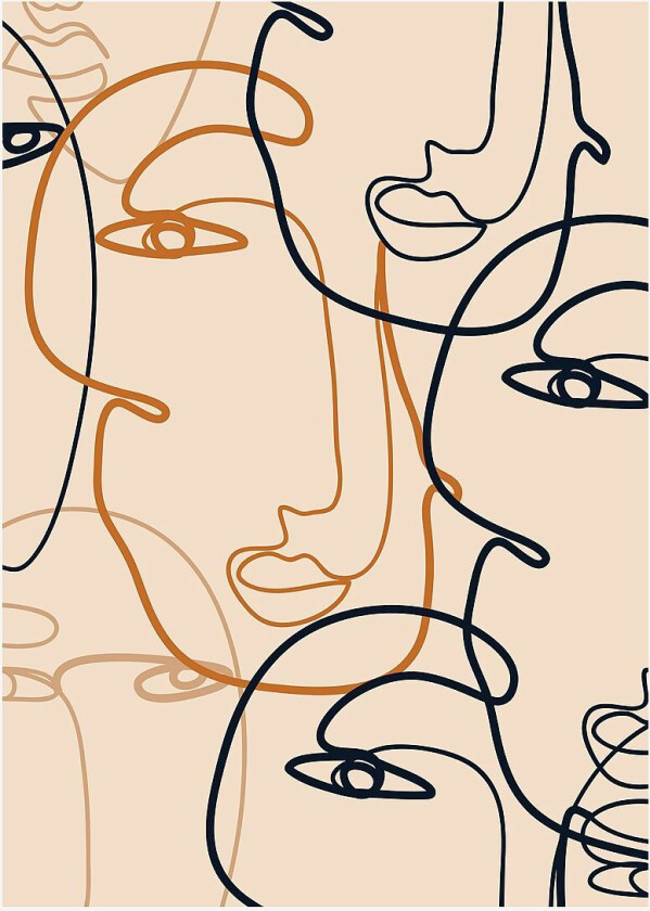 Poster Abstract Lines 1, Beige