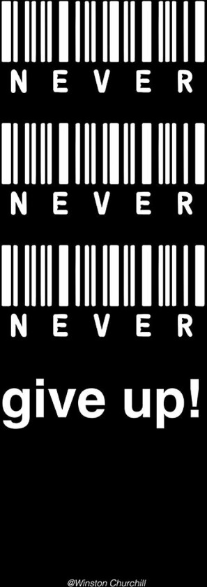Poster Never give up, Svart