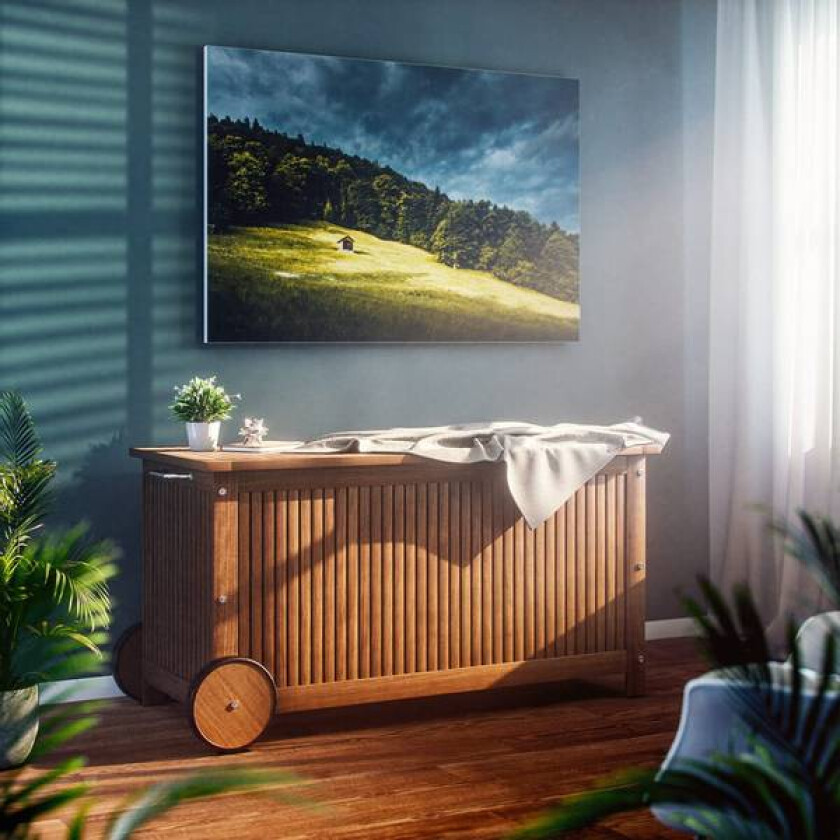 Putekasse i tre med hjul