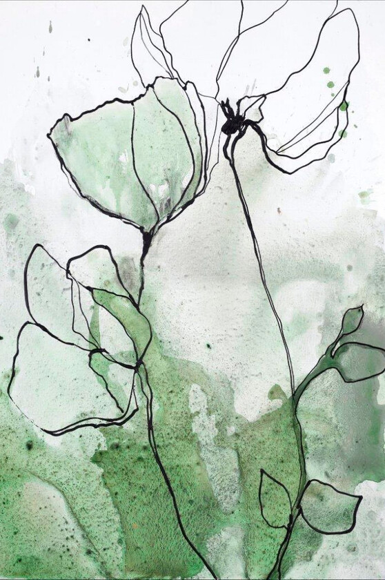 Poster Flowerline 2, Grønn