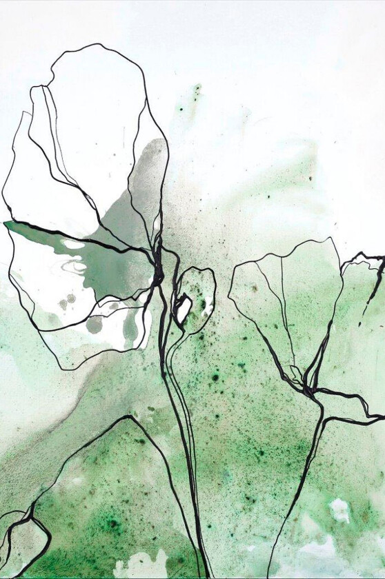 Poster Flowerline 1, Grønn