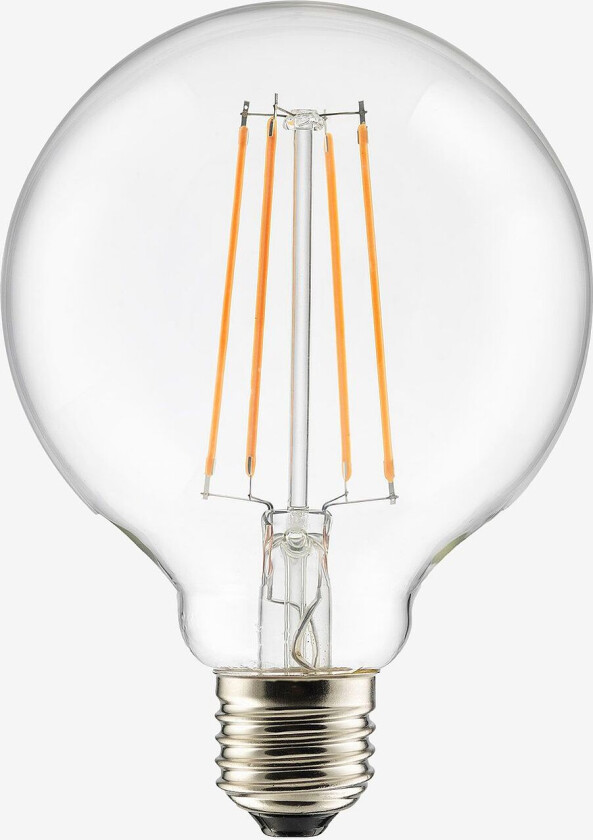 Lyskilde E27 LED 3-trinn, kan dimmes, Globe 100 mm Klar 0,4-7W, Transparent