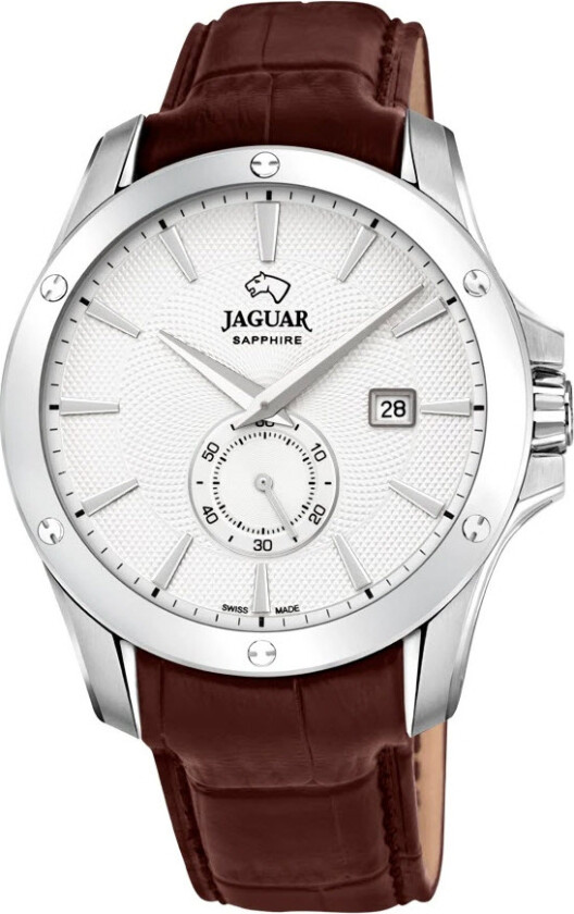 Acamar J878/1 - Kvarts - Sølv - Herreklokker - Skinn - Safir
