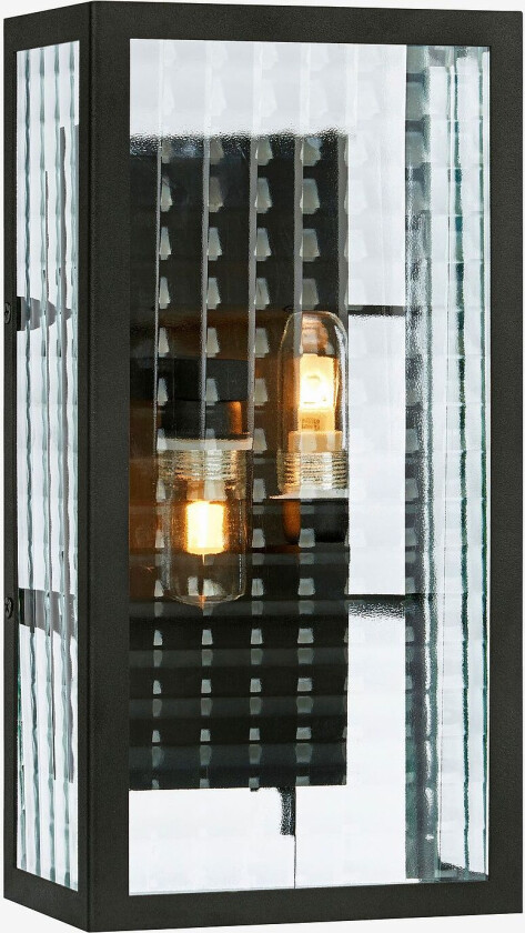 Vegglampe Fulham , Svart/klart glass, Svart