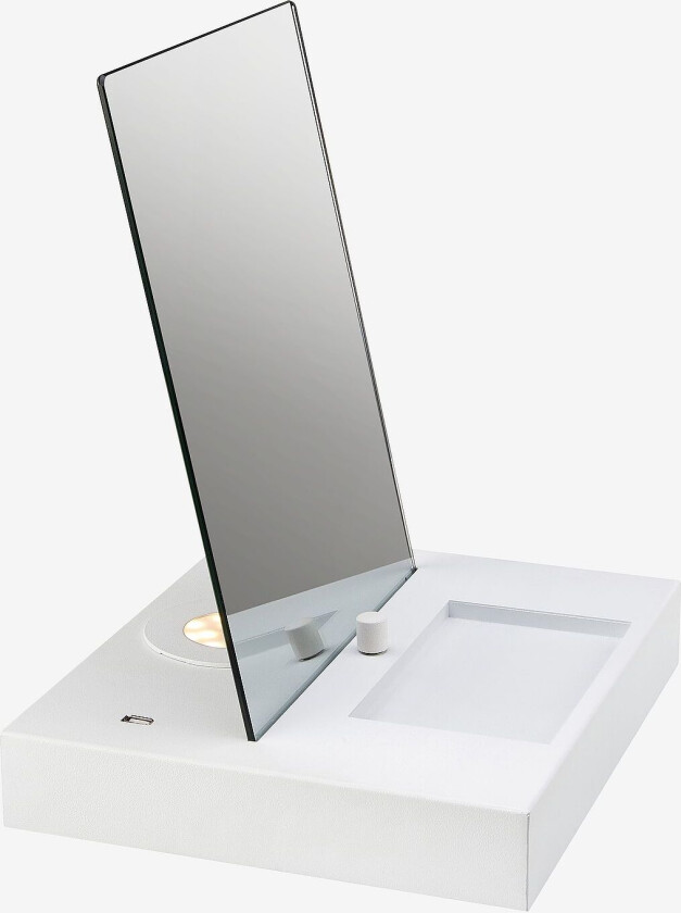 REFLECT Bordlampe USB Speil/, Hvit, Hvit