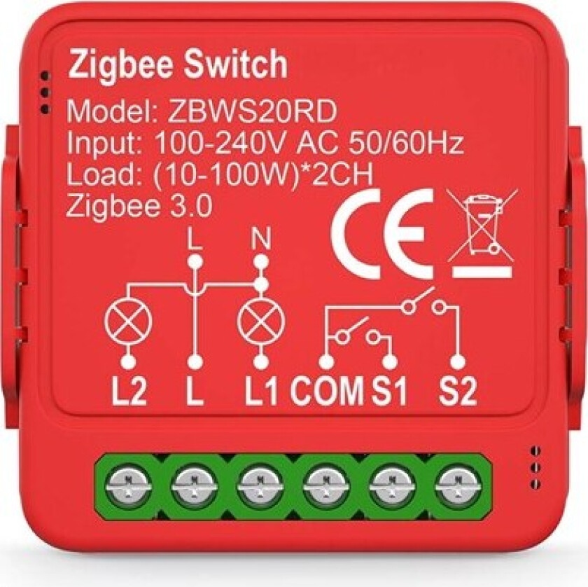 SmartLife Strømbryter Zigbee 3.0, 2x100W