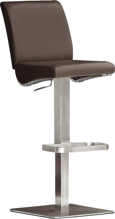 Elkton Barstol Kvadrat Stål - Brunt Lær