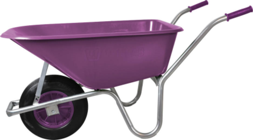 Trillebår Plast 100 Liter Plum Luftgummidekk