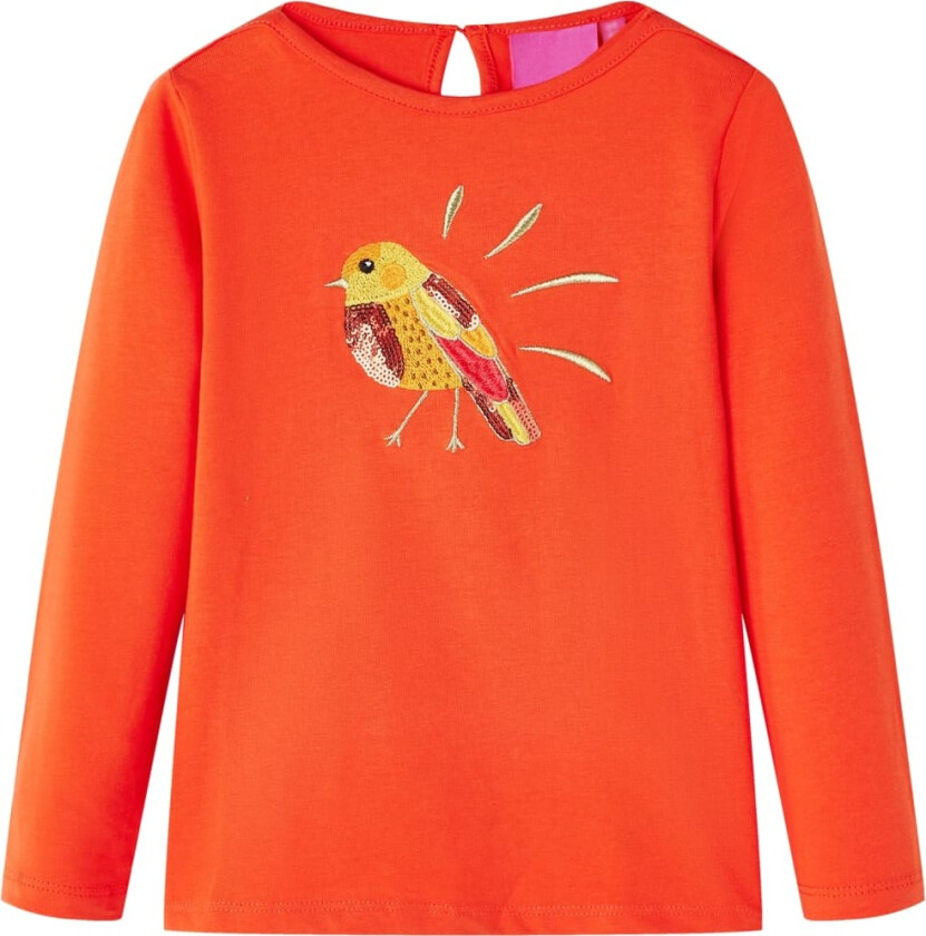 T-skjorte for barn med lange ermer mørkeoransje 104