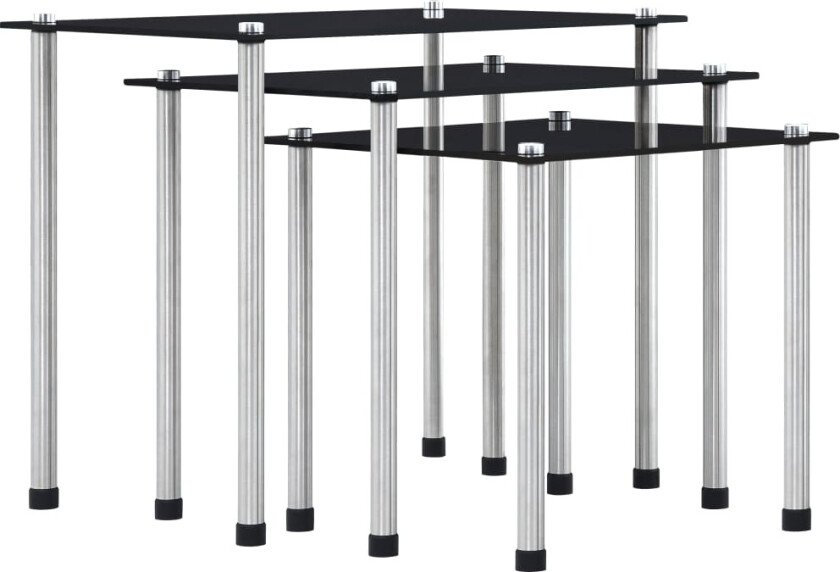 Stablebord 3 stk svart herdet glass