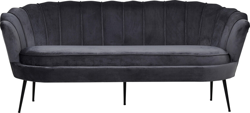 Calais 3-seter Sofa Fløyel - Mørk grå