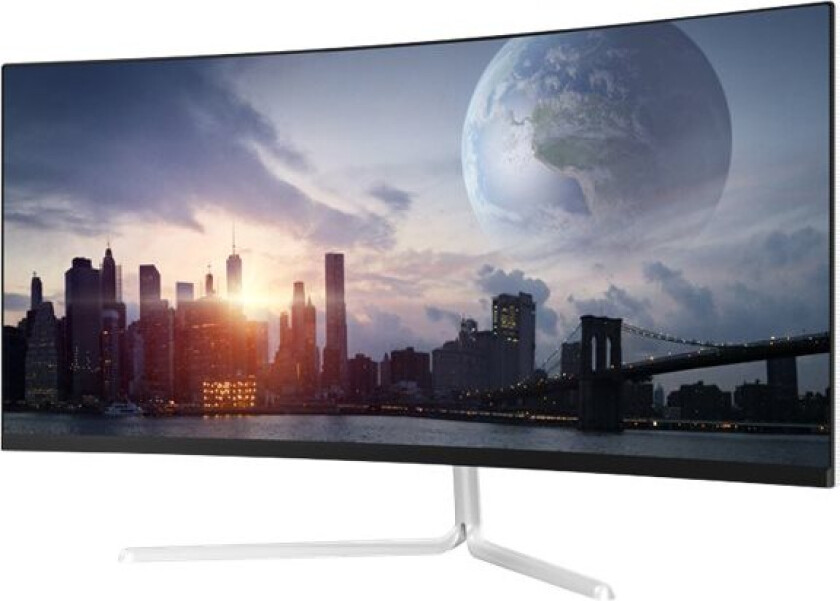 Lc Power Lc-M34-Uwqhd-100-C-V2 - Led-Skjerm - Kurvet - 34" - 3440 X 1440 Uwqhd @ 100 Hz - Va - 300 Cd/M² - 3000:1 - 4 Ms - 3Xhdmi, Displayport - Hvit