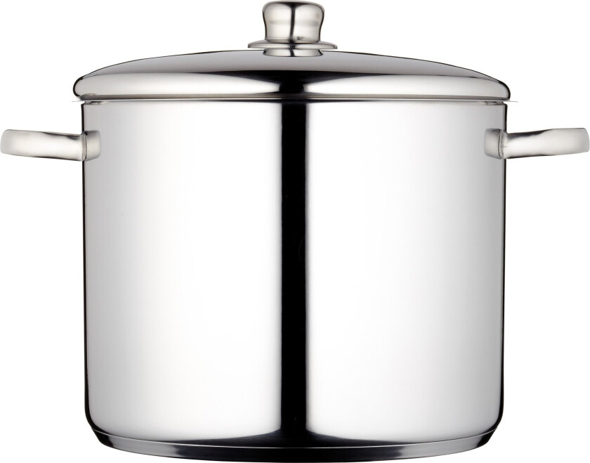 Gryte med lokk 14 liter, rustfritt stål