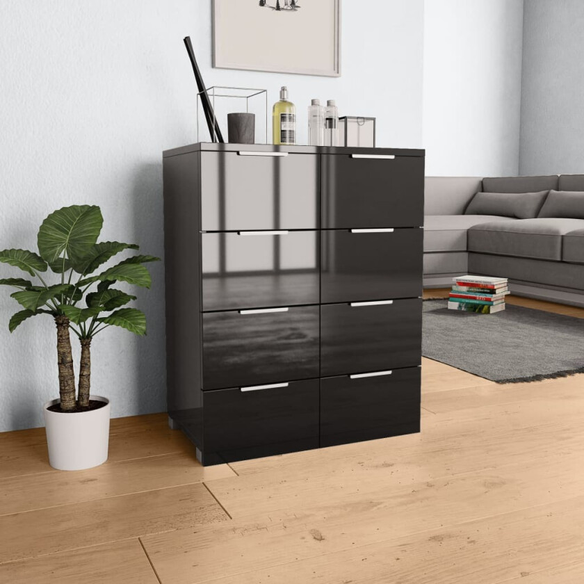 Skjenk høyglans svart 60x35x80 cm sponplate