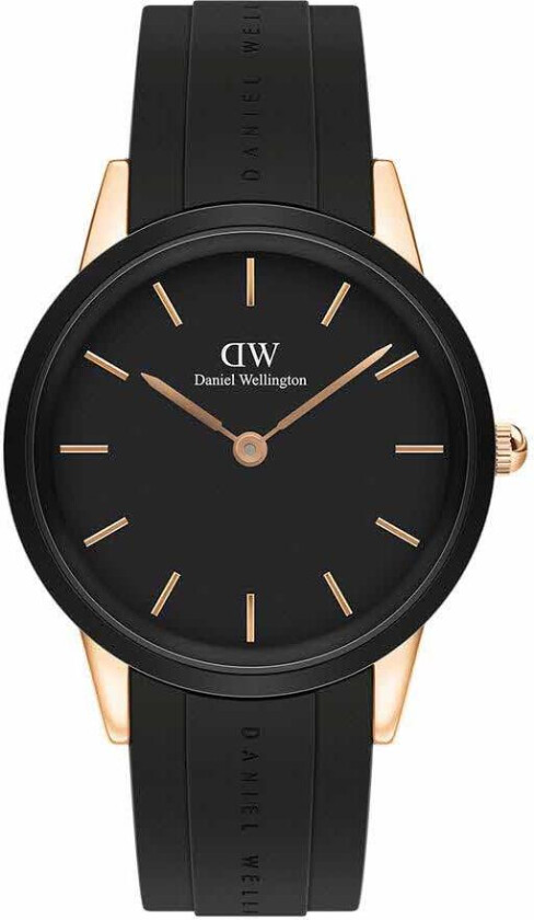 Iconic Motion 40mm Rose Black DW00100425 - Kvarts - Rosegull - Herreklokker - Silikon -