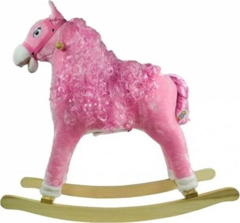 Gyngehest Rosa Med Krøller Lyder 74 Cm