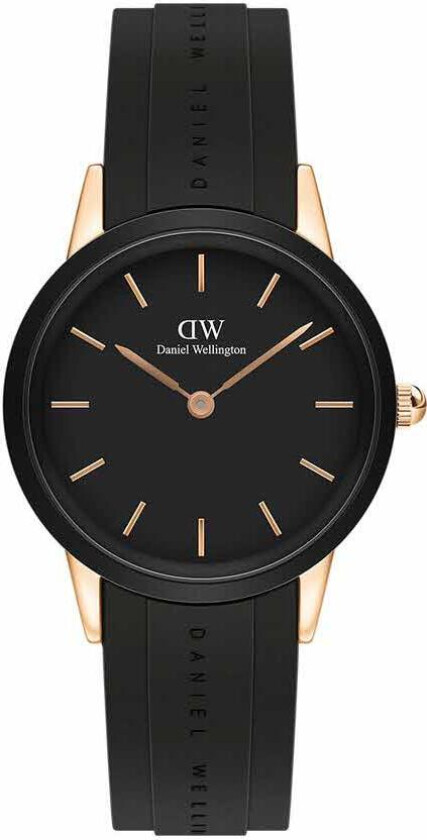 Iconic Motion 32mm Rose Black DW00100426 - Kvarts - Rosegull - Dameklokker - Gummi -